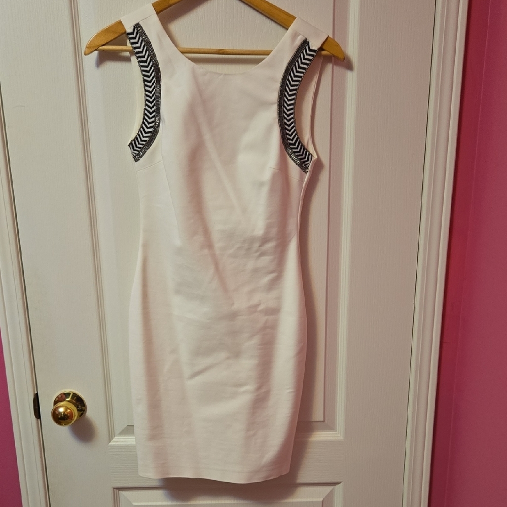 Zara White Mini Dress with Black Accents